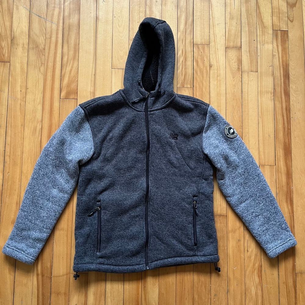 New Balance Fleece Lined Hoodie Jacket Full Zip Gray Men's M